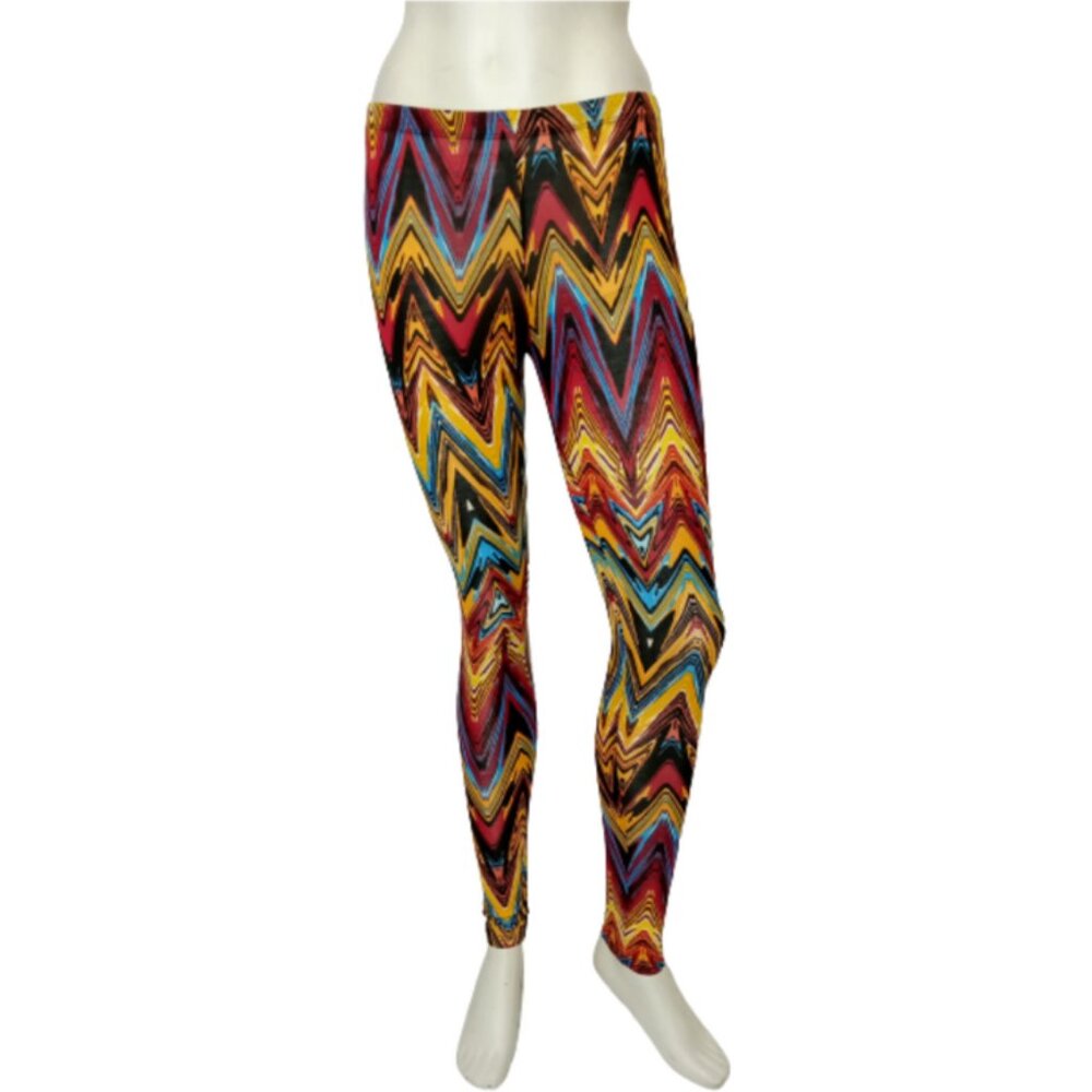 Multi Zig Zag Leggings – Bold & Comfortable Stretch Fabric, Vibrant Geometric Pr